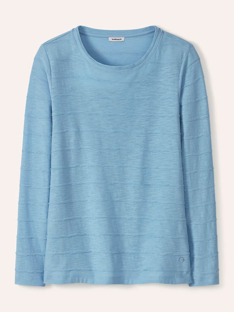 Baumwollshirt Streifenstruktur LA Skyblue