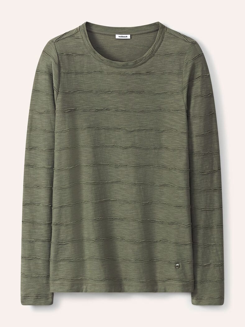 Baumwollshirt Streifenstruktur LA Khaki