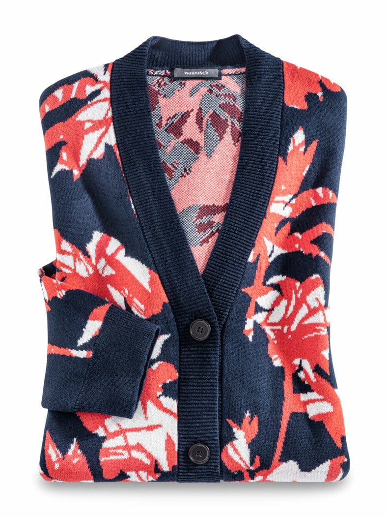 Jacquard Cardigan Offwhite/Rot