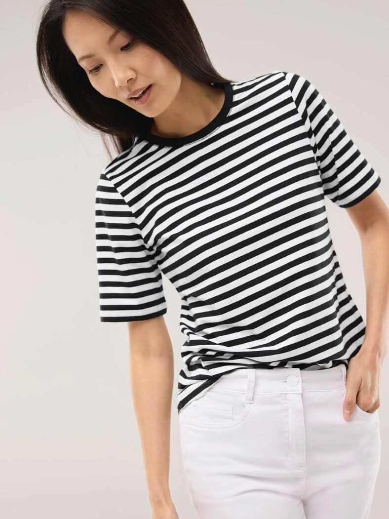 Baumwoll Ringelshirt Schwarz