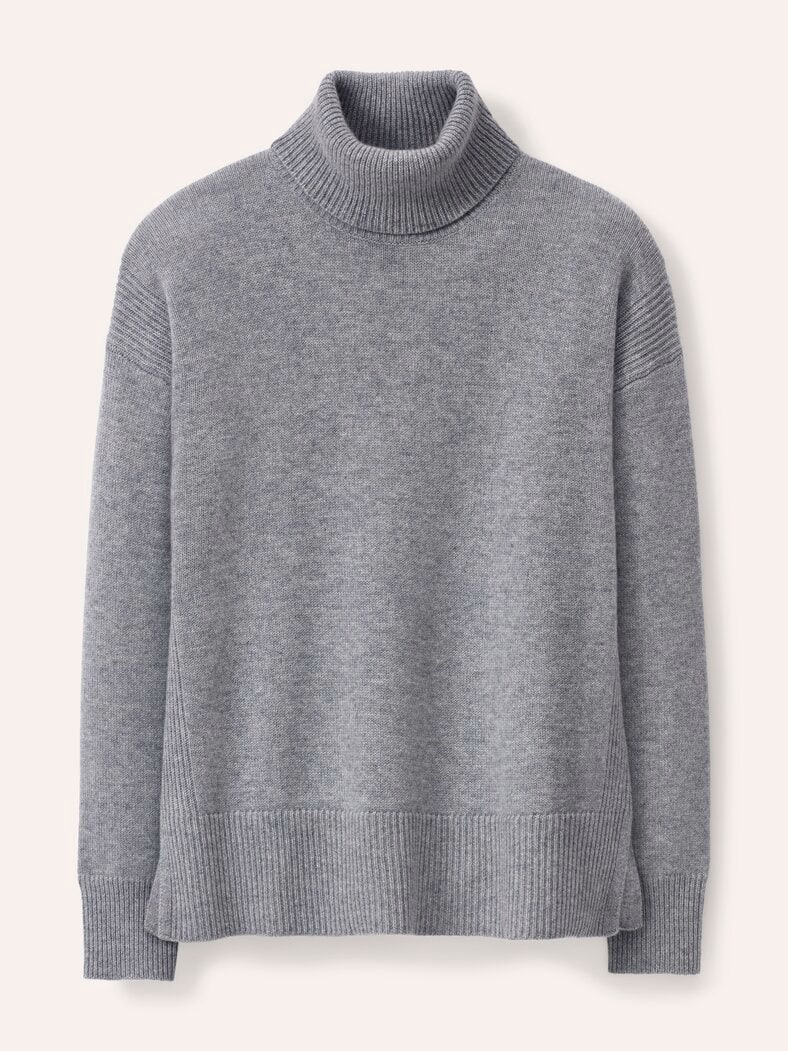 Cashmere Pullover mit Rollkragen Grau Melange