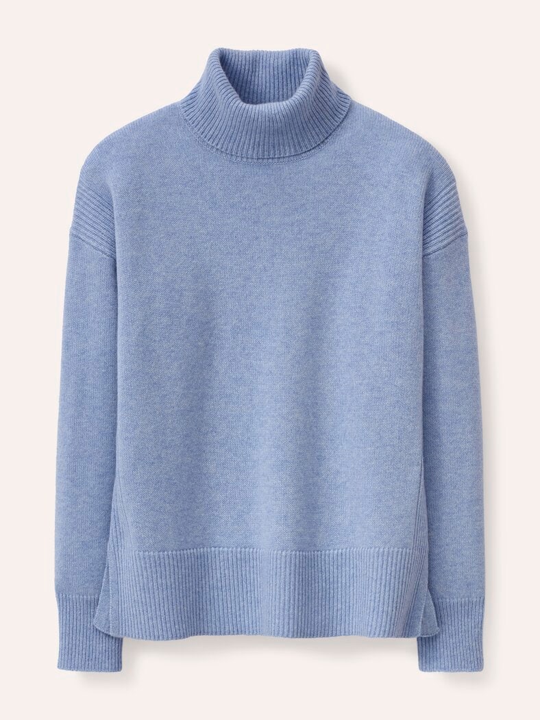 Cashmere Pullover mit Rollkragen Skyblue Melange