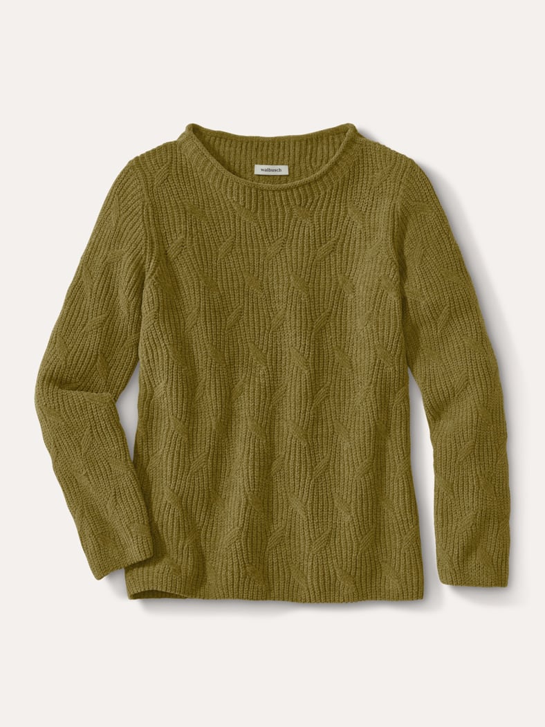 Baumwoll-Samt Pullover Zederngrün