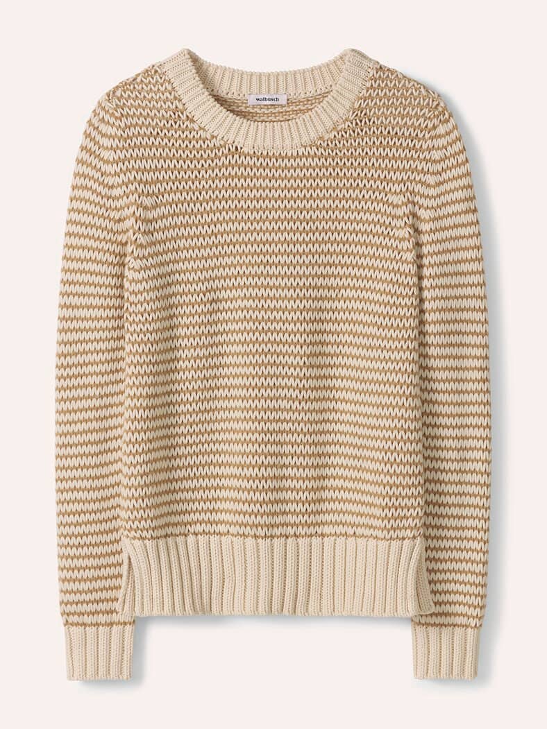 Pullover mit dezentem Streifen Creme