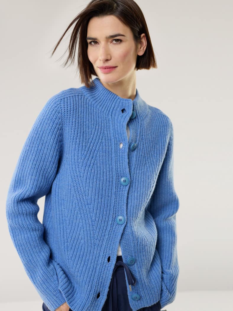 Cashmino Strickjacke Nahtlos Rauchblau Mel.