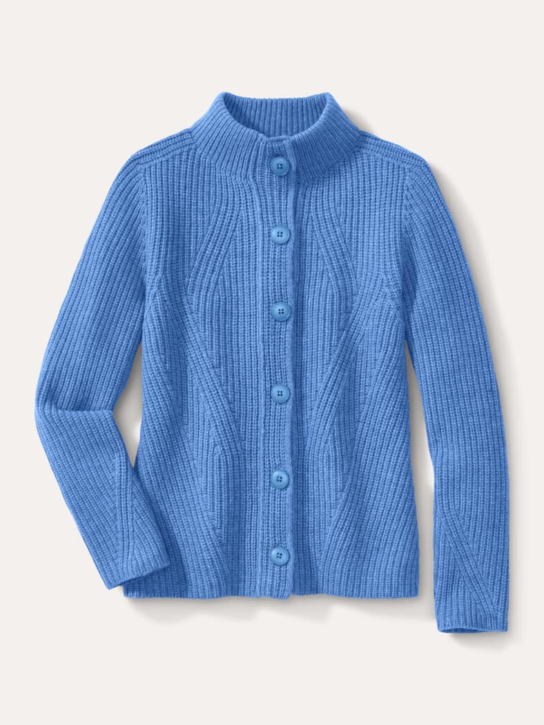 Cashmino Strickjacke Nahtlos Rauchblau Mel.