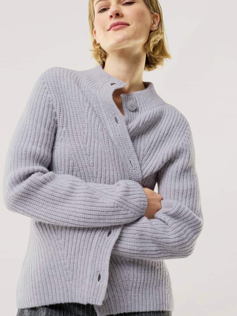 Cashmino Strickjacke Nahtlos Silbergrau Mel.