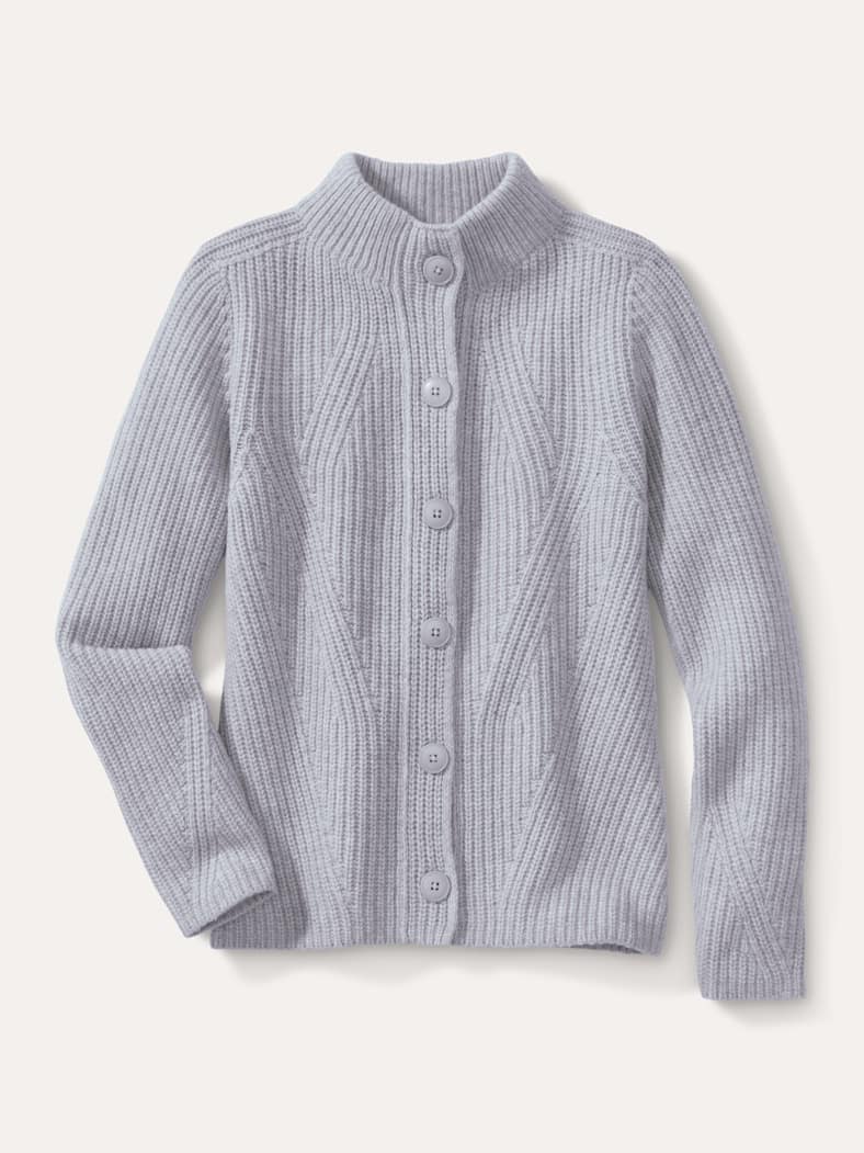 Cashmino Strickjacke Nahtlos Silbergrau Mel.