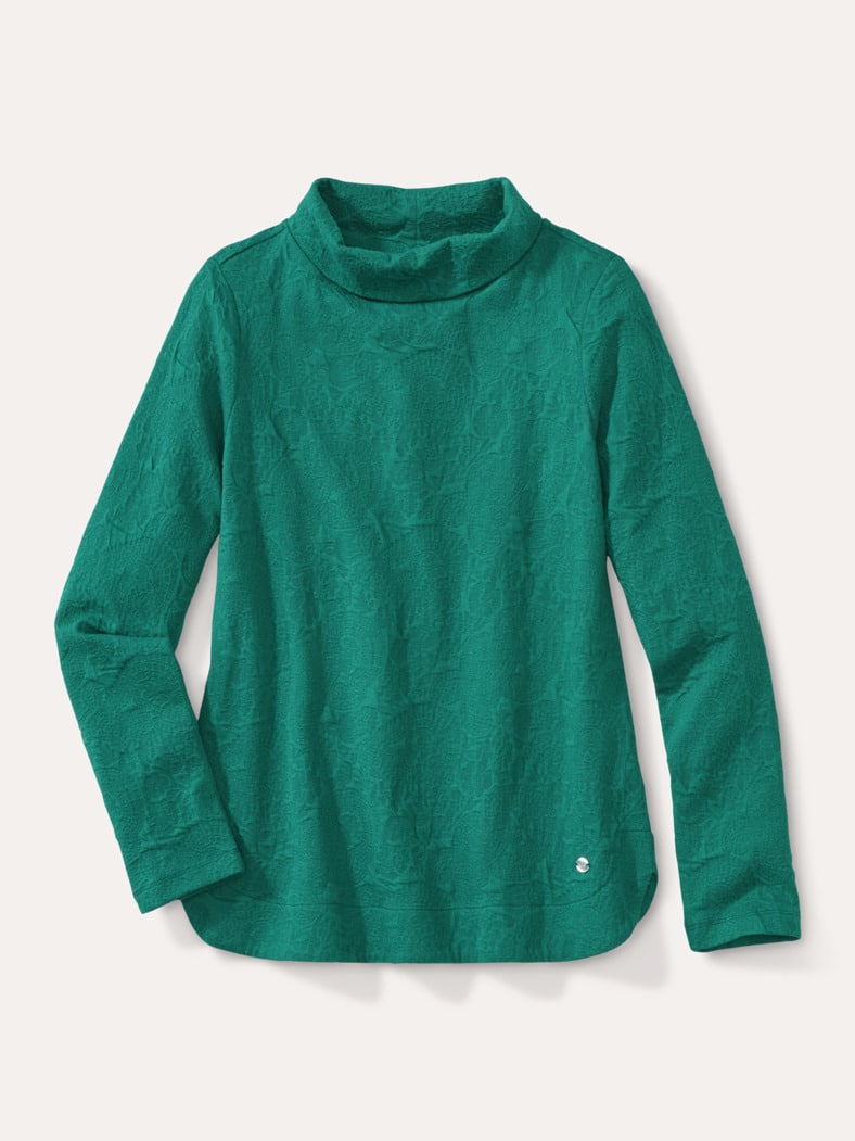 Reliefjacquard Sweatshirt Flaschengrün
