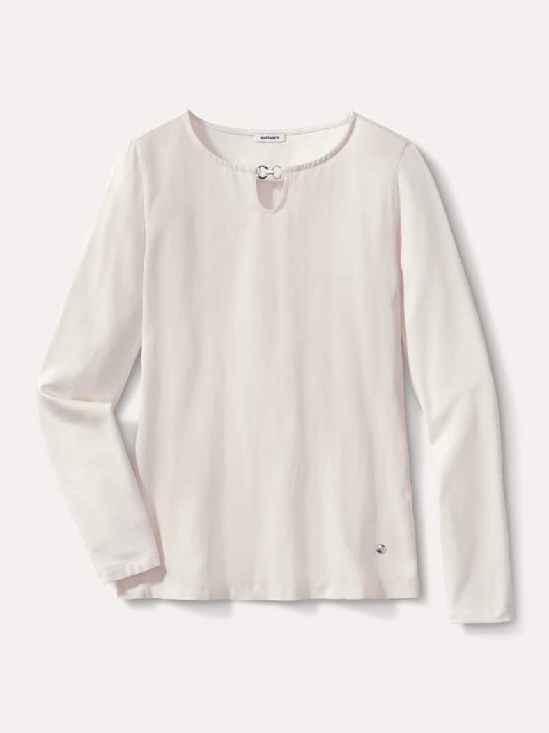 Viskoseshirt Materialmix Offwhite
