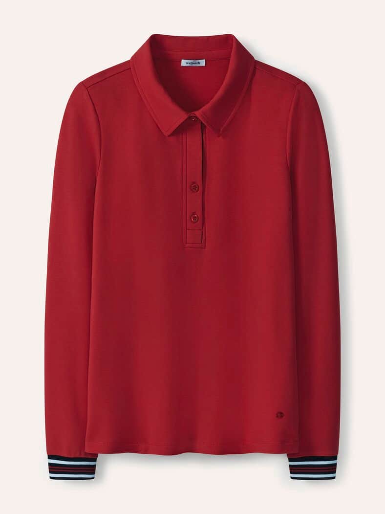 Poloshirt Kontrastdetail Signalrot