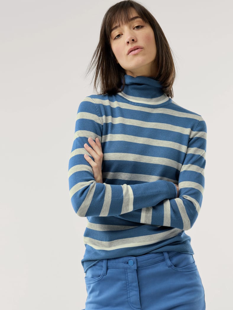 Viskose Rolli Hautschmeichler Streifen Rauchblau