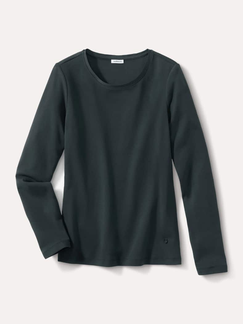 Baumwollshirt Satindetail Schwarz