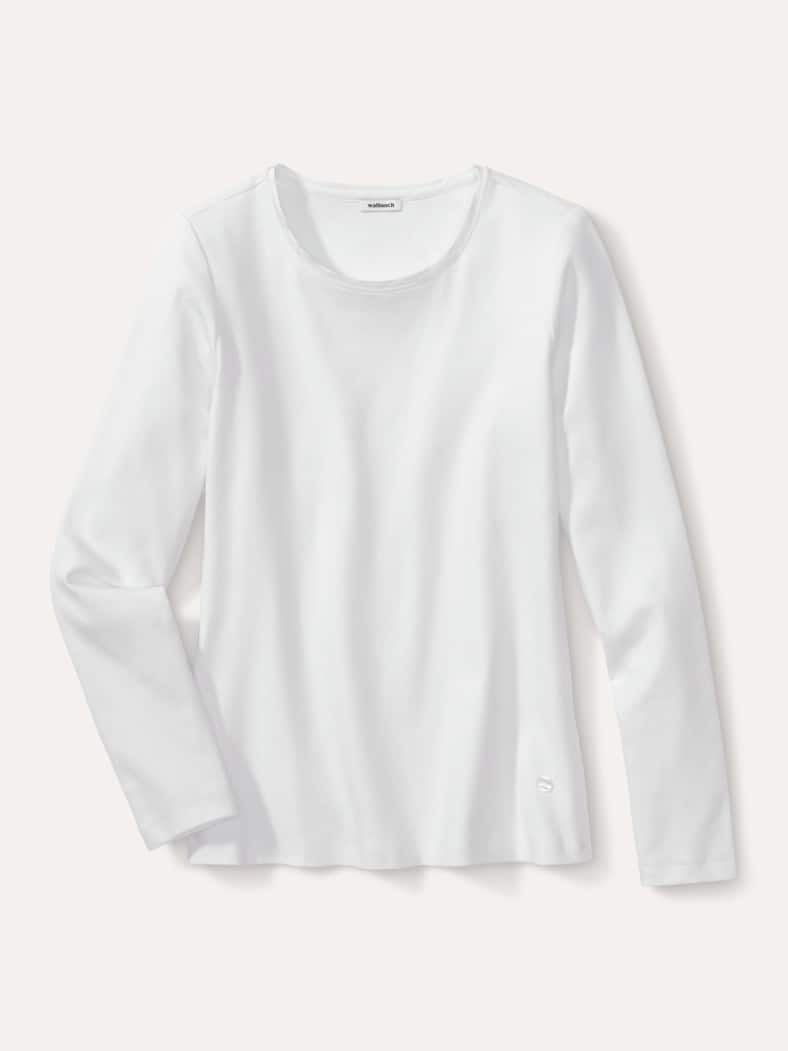 Baumwollshirt Satindetail Offwhite