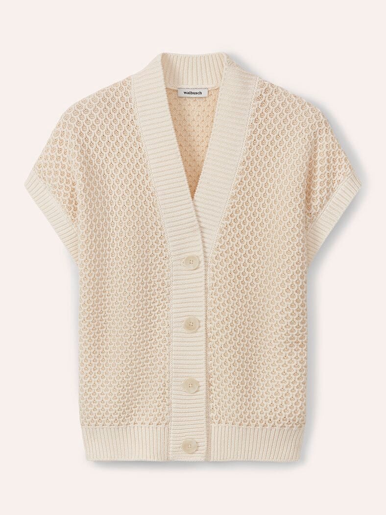 Strickweste mit Waffelstruktur Offwhite
