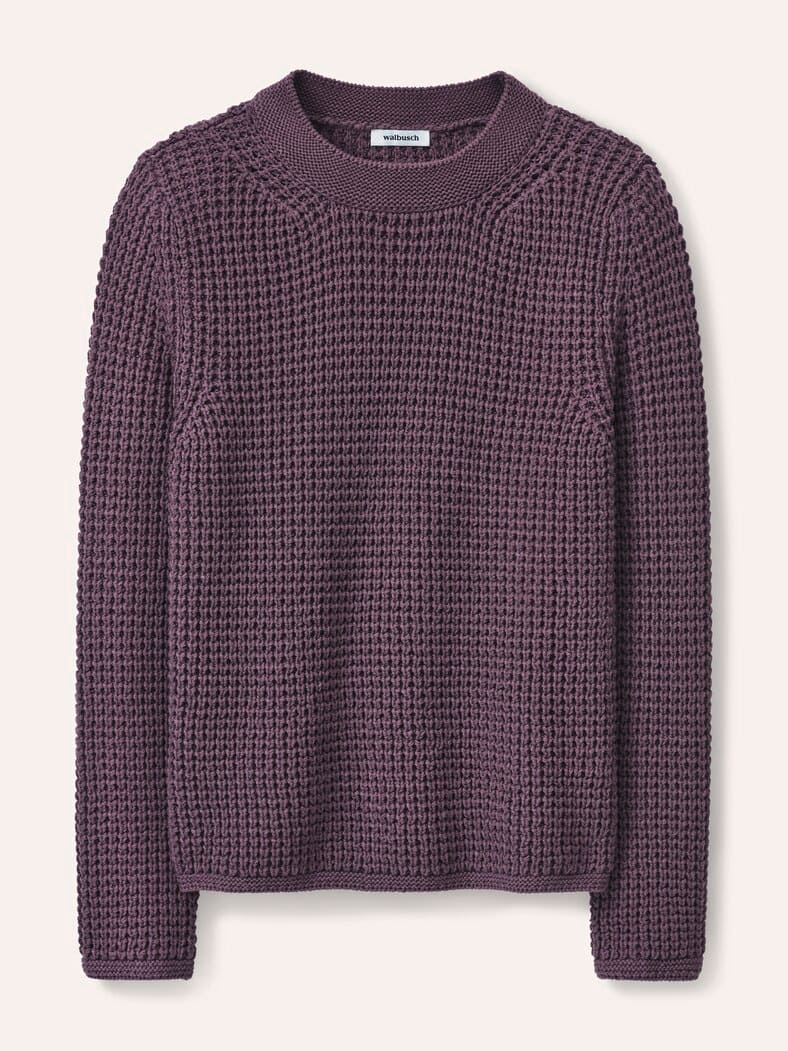 Baumwollpullover in Waffelstruktur Mauve