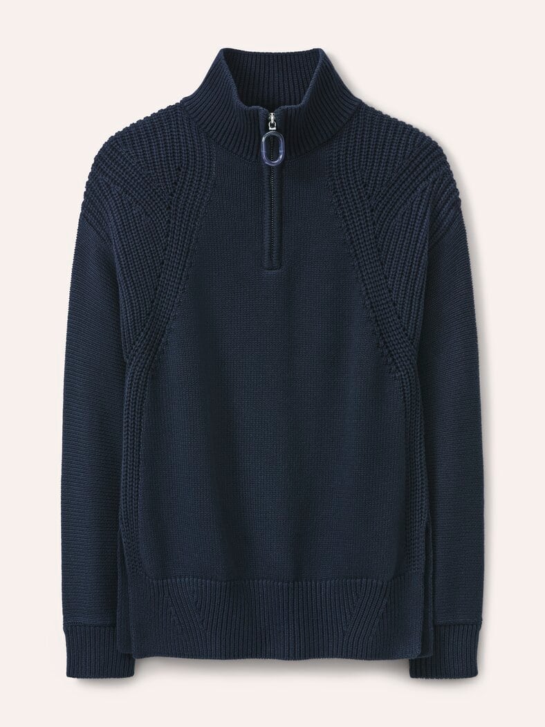 Pullover mit Troyerkragen Nachtblau