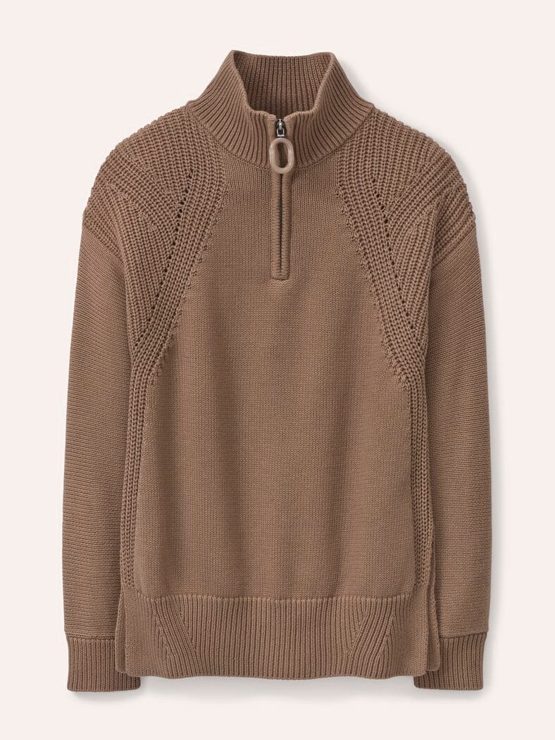 Pullover mit Troyerkragen Praline