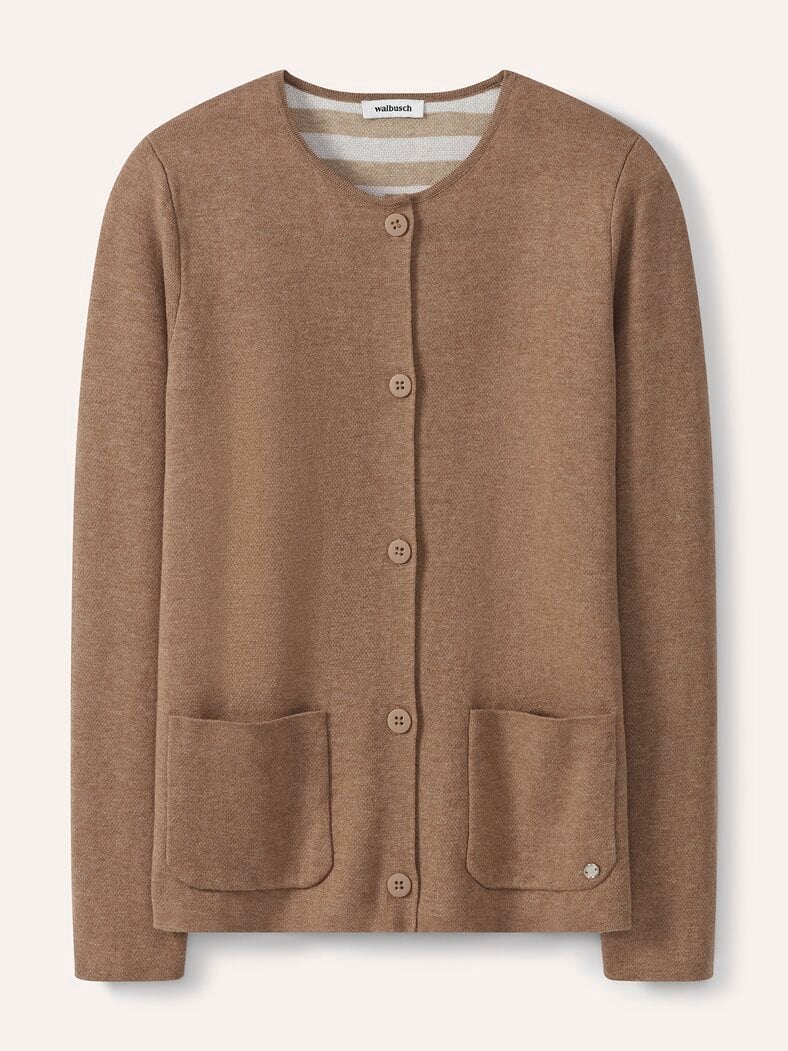 Doubleface Strickjacke Praline