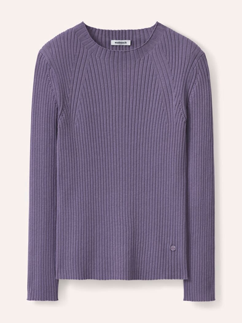 Baumwollmix Pullover in Rippenstrick Optik Soft Mauve