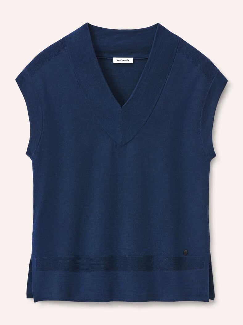 Merino Pullunder mit V-Ausschnitt Marine