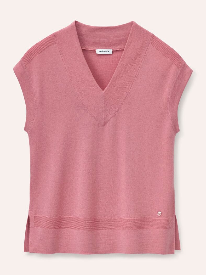 Merino Pullunder mit V-Ausschnitt Rosenholz