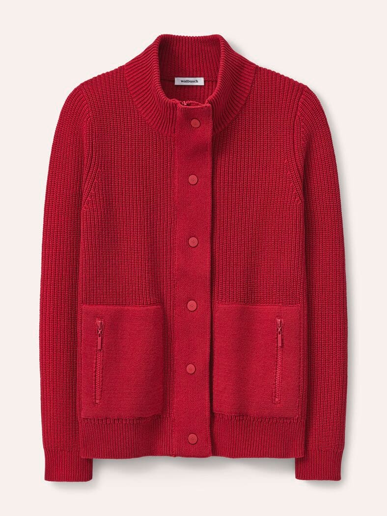 Patentstrickjacke aus Baumwolle Dunkelrot