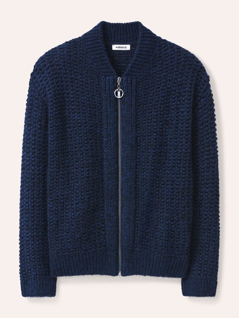 Blouson Strickjacke mit Reißverschluss Nachtblau