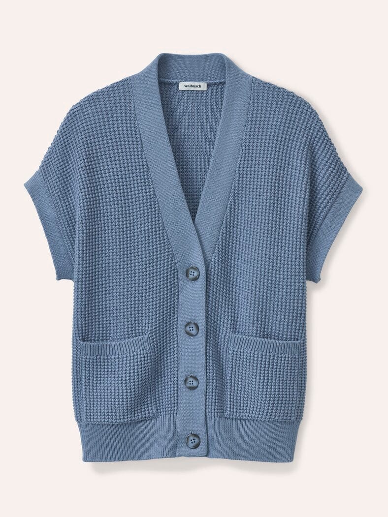 Strukturierte Strickweste mit aufgesetzten Taschen Smokey Blue