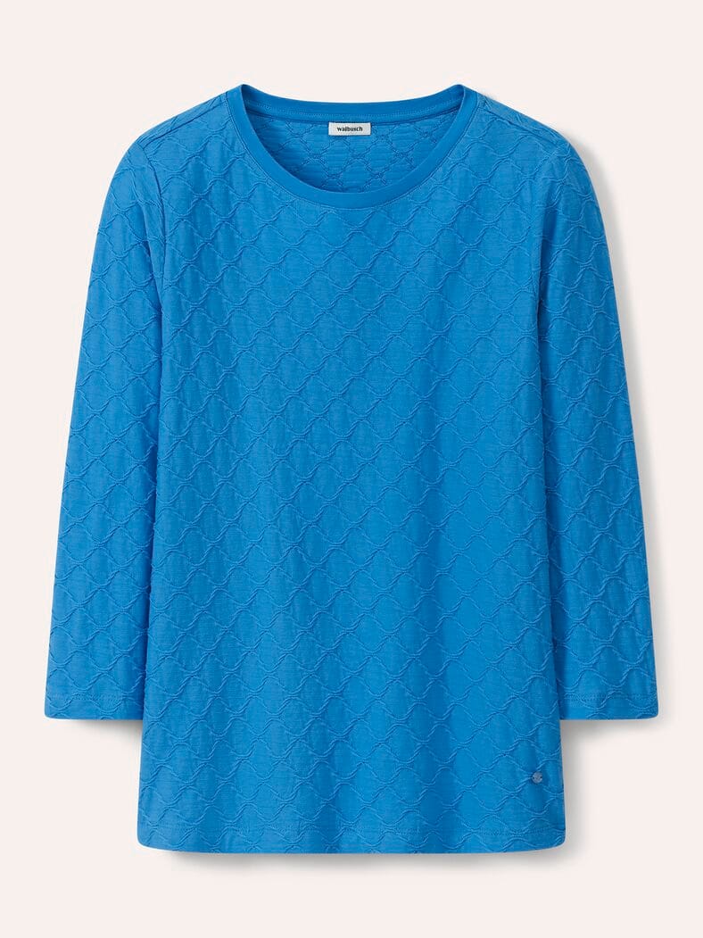 Baumwollshirt Strukturmuster Meerblau