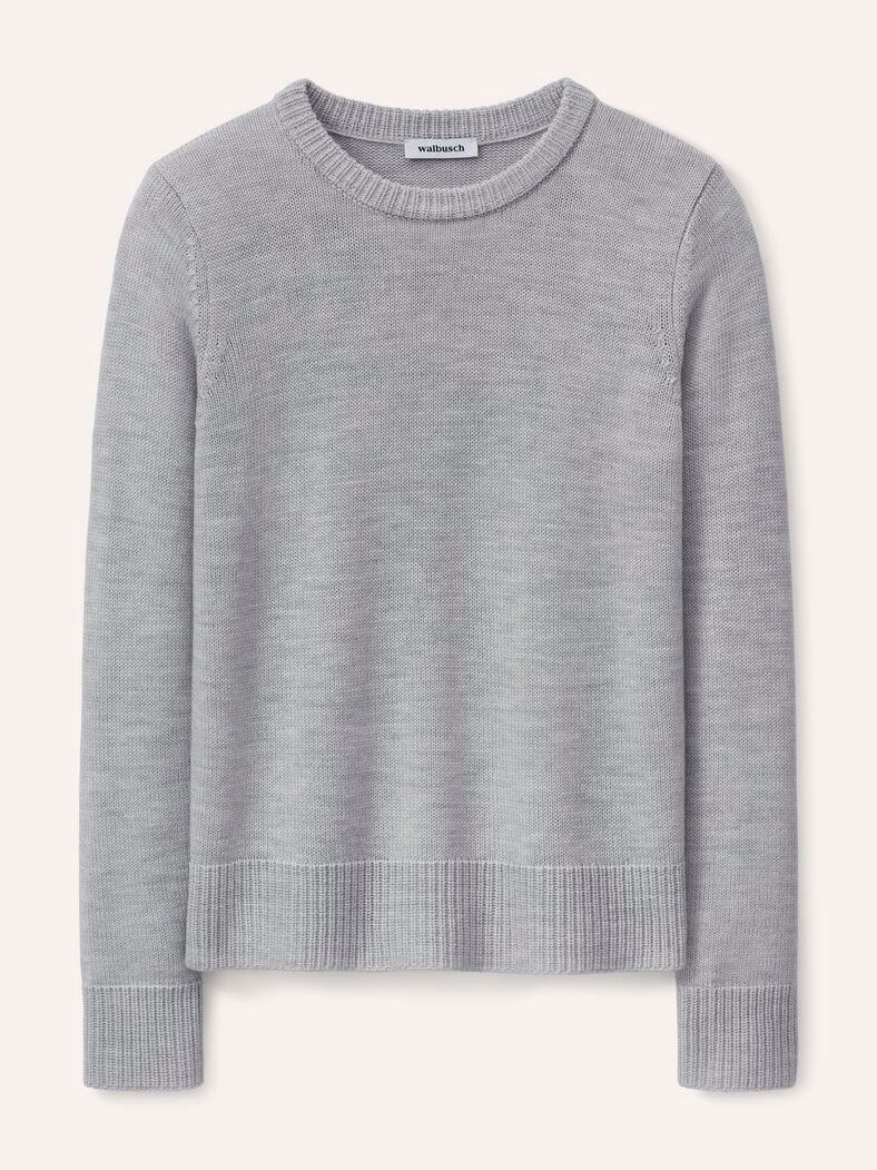 Pullover mit Bündchen im Patentmuster Silber Melange