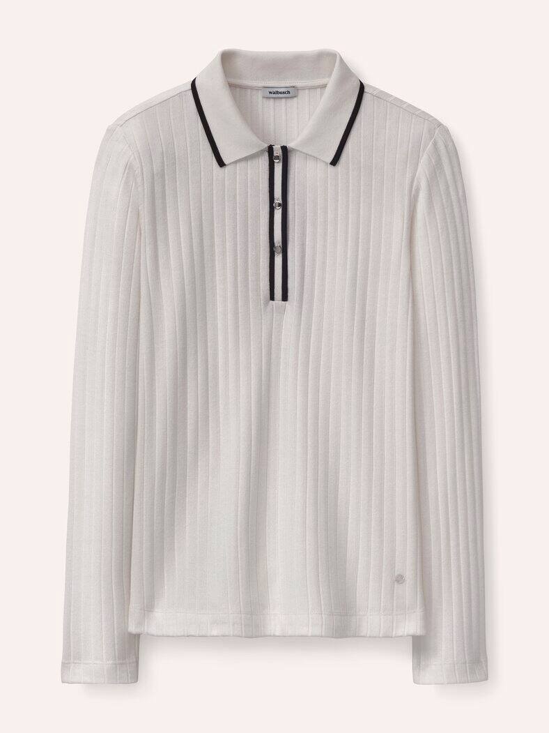 Poloshirt mit Rippenstruktur Offwhite