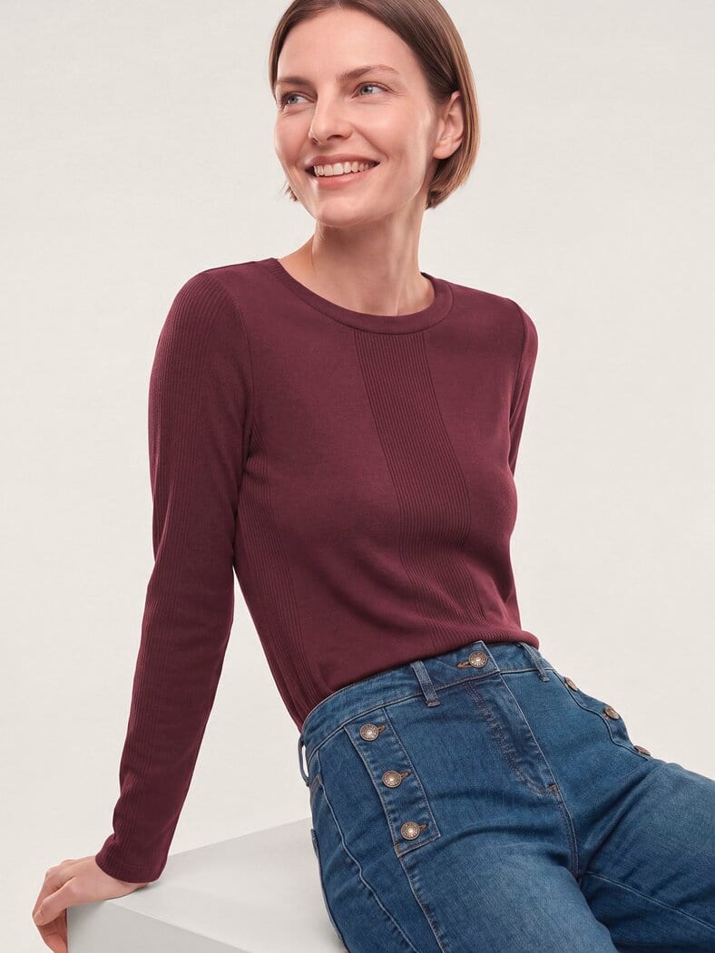 Shirt in Feinstrickoptik Merlot