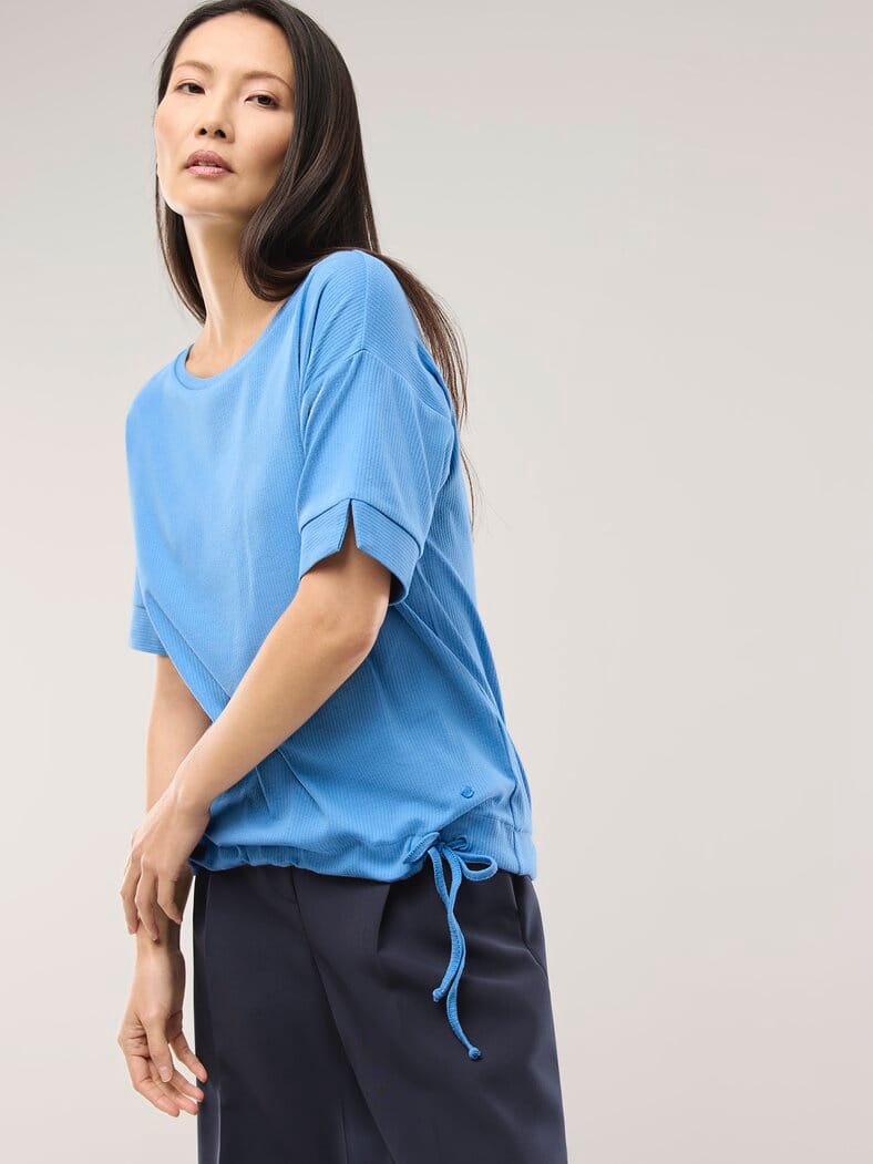 Blousonshirt in Rippenstruktur Jeansblau