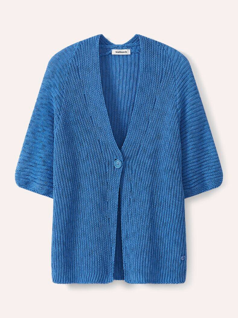 Bändchengarn Strickweste Jeansblau