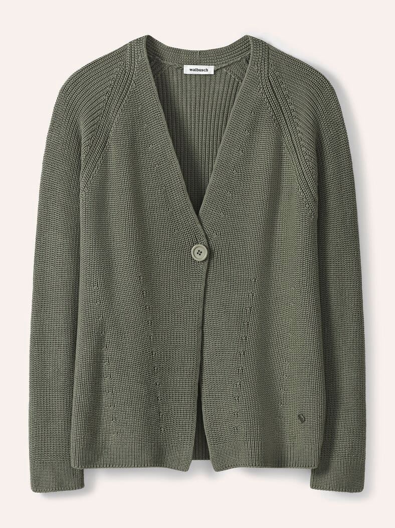 Strickjacke in Patentstrick Khaki