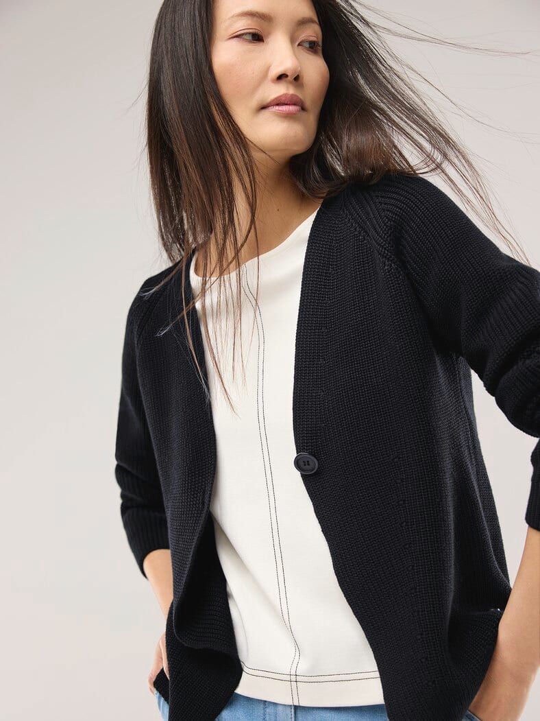 Strickjacke in Patentstrick Schwarz