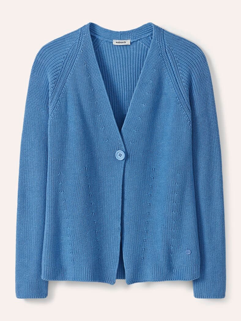 Strickjacke in Patentstrick Jeansblau