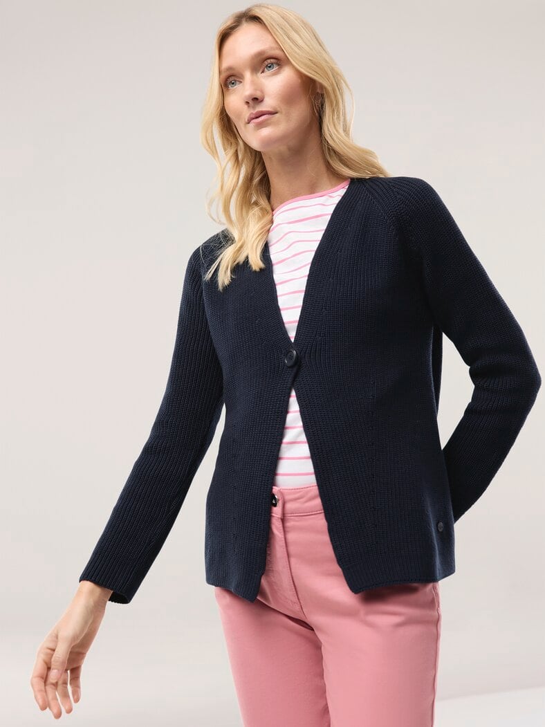 Strickjacke in Patentstrick Nachtblau