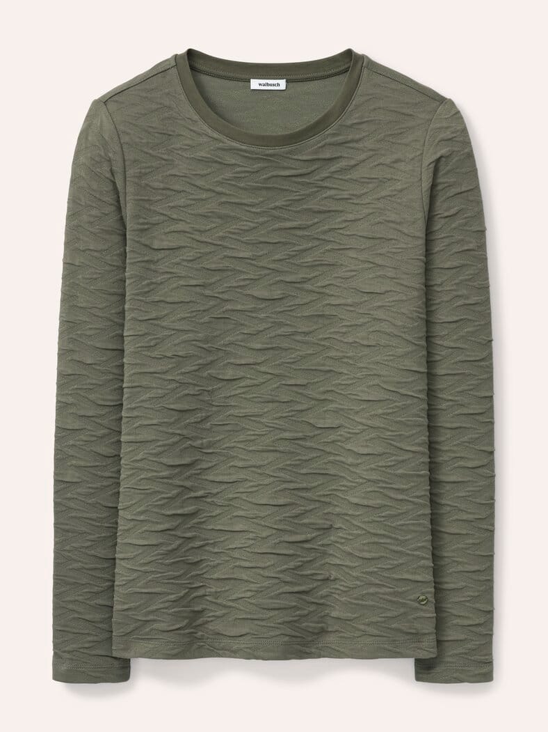 Jacquard-Sweaty 3D Olivgrün