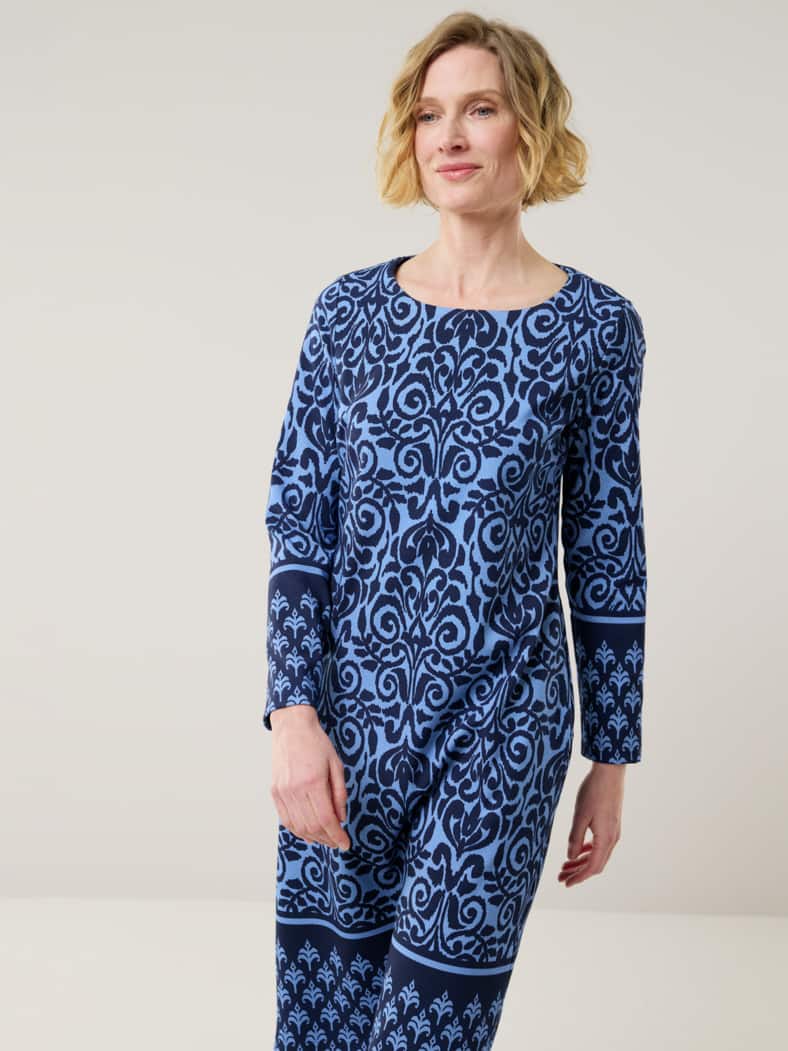 Jerseykleid Ornament Marine/Blau
