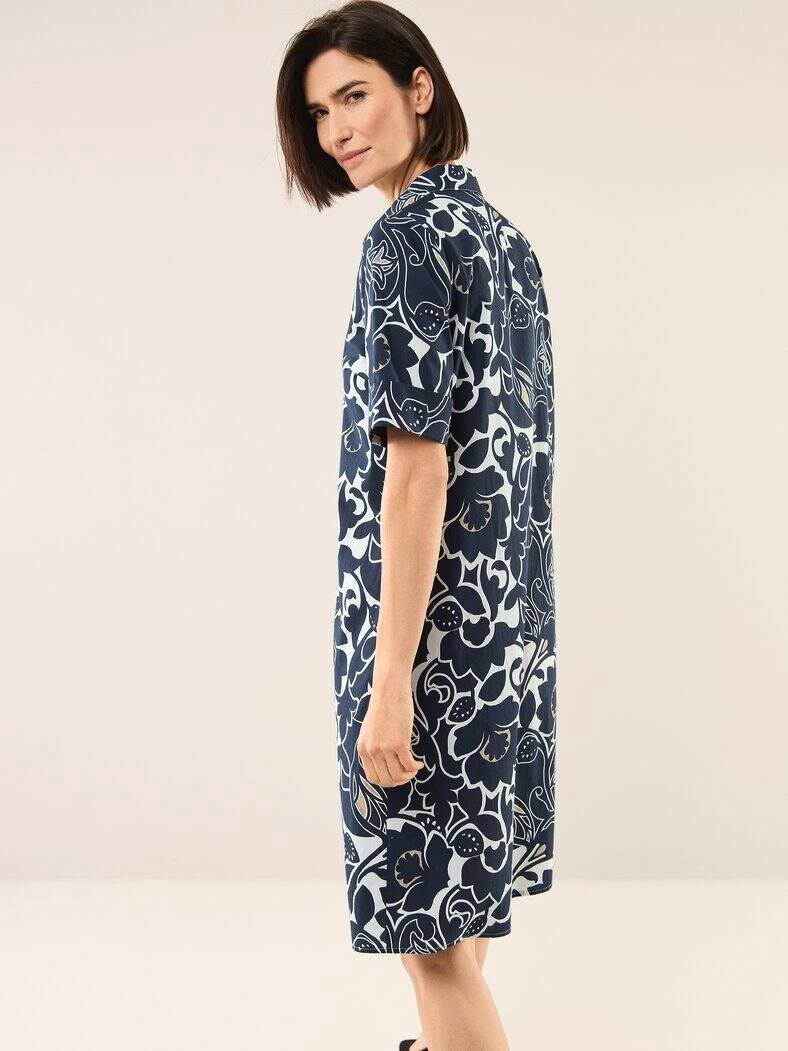 Hemdblusenkleid aus Baumwolle Schwarz/Weiß