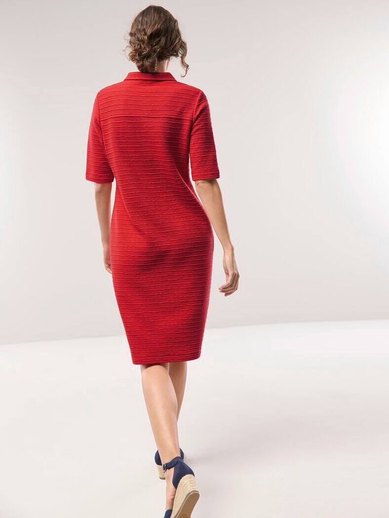 Polokleid mit Struktur Rot