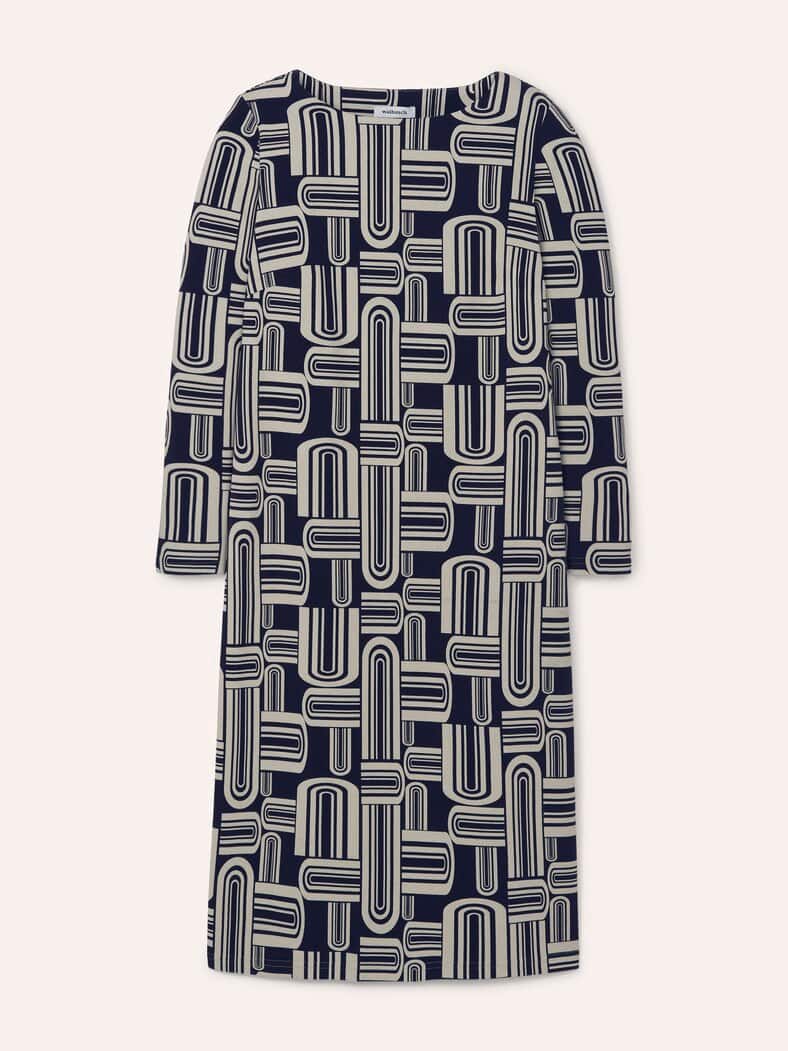 Jerseykleid mit Druck Marine/Kitt
