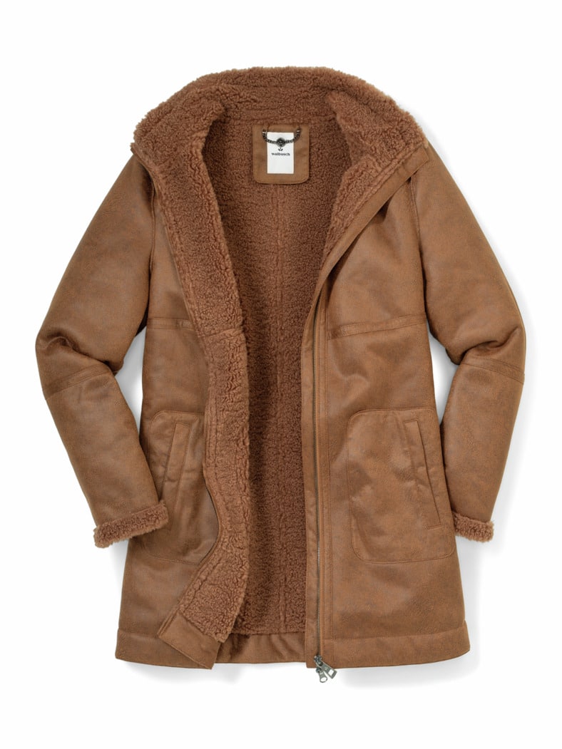 Langjacke Lammfelloptik Toffee