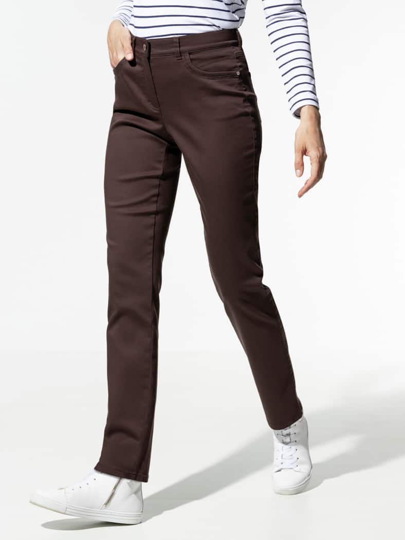 Extraglatt Baumwollhose Kaffeebraun