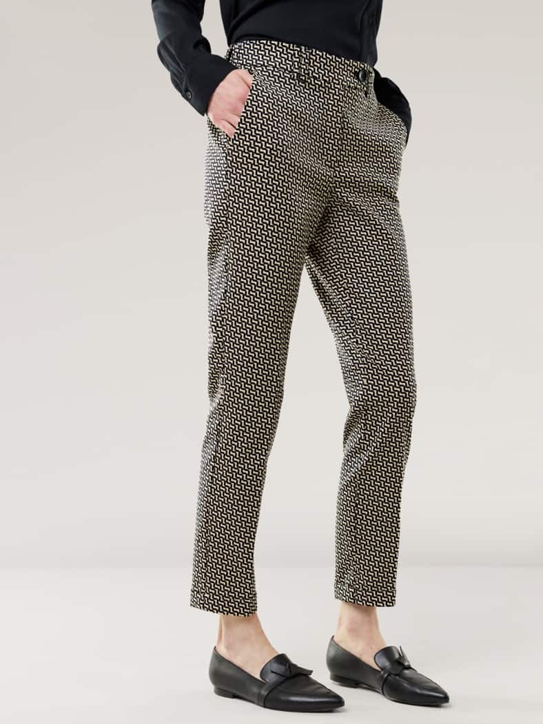 Kombi Jacquardhose Schwarz/Safaribeige