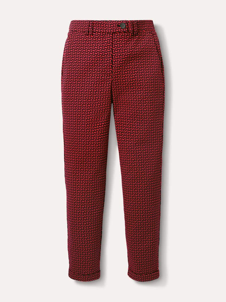 Kombi Jacquardhose Schwarz/Rot