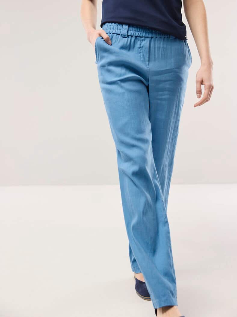 Softleinenmix-Hose Marlene Jeansblau