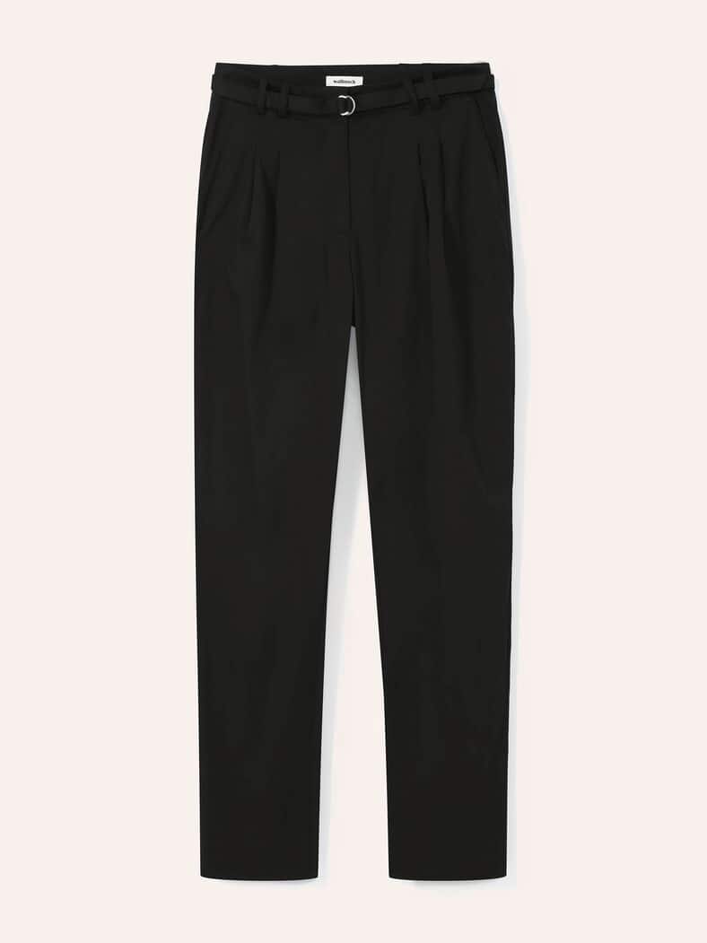 Bundfaltenhose aus Baumwollmix Schwarz